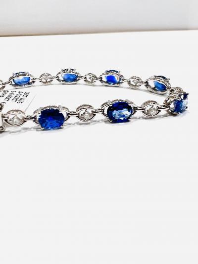 Bracelet diamant saphir en or blanc 18 ct, saphir naturel 6,60 ct, diamant 0,22 ct 2