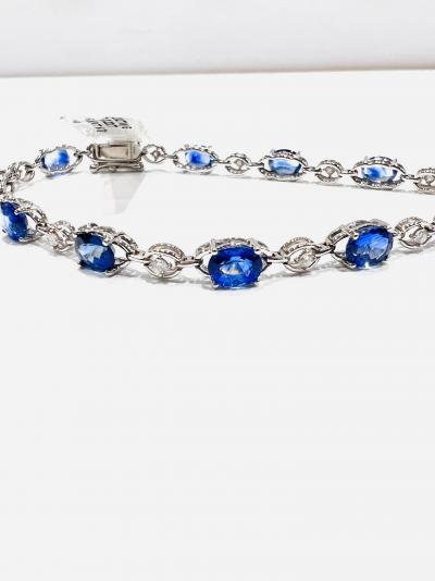Bracelet diamant saphir en or blanc 18 ct, saphir naturel 6,60 ct, diamant 0,22 ct 2