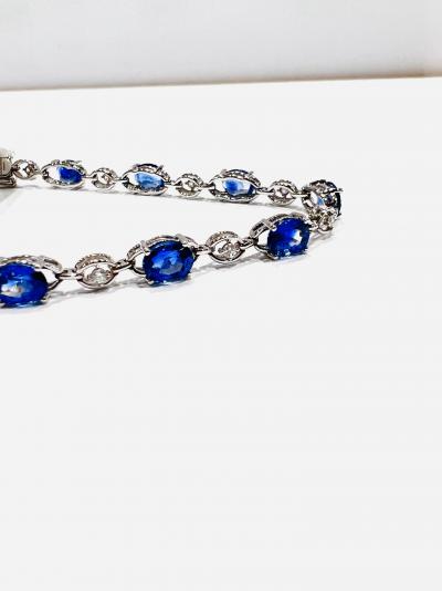 Bracelet diamant saphir en or blanc 18 ct, saphir naturel 6,60 ct, diamant 0,22 ct 2