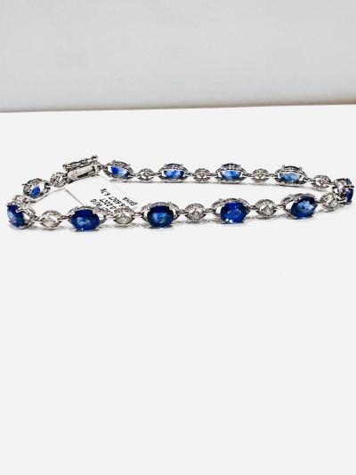 Bracelet diamant saphir en or blanc 18 ct, saphir naturel 6,60 ct, diamant 0,22 ct 2