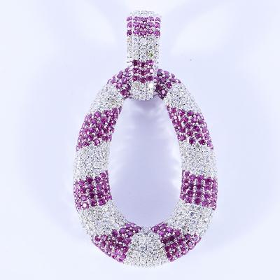 Grand Pendentif Or Blanc Diamant et Rubis 2