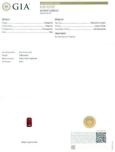 2,06 carats. Rubis non traité 2