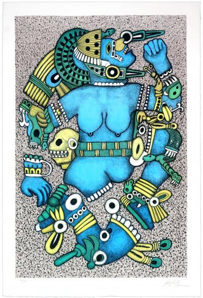 Julio Carrasco Bretón  - Coyolxauhqui - Lithographie originale signée au crayon 2