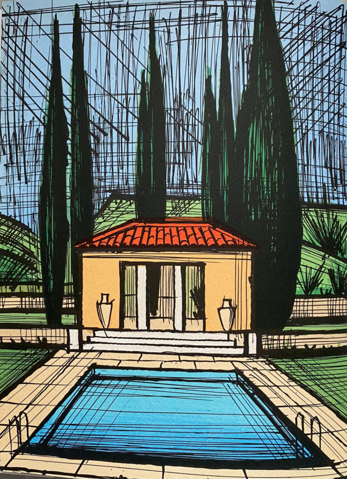bernard-buffet-la-piscine-lithographie-originale-art-moderne