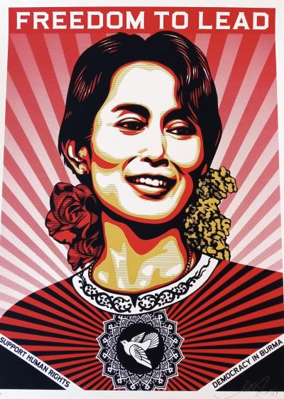 Shepard FAIREY (Obey) - Aung San Suu Kyi, 2009 - Sérigraphie signée et numérotée 2