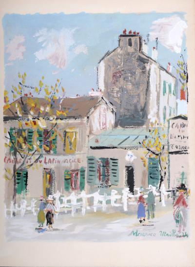 Maurice UTRILLO - Le Lapin Agile, Montmartre, 1950 - Pochoir (