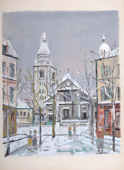 Maurice UTRILLO - L’Eglise Saint Pierre, Montmartre, 1950 - Pochoir ("procédé Jacomet") en couleurs sur papier Arches. 2