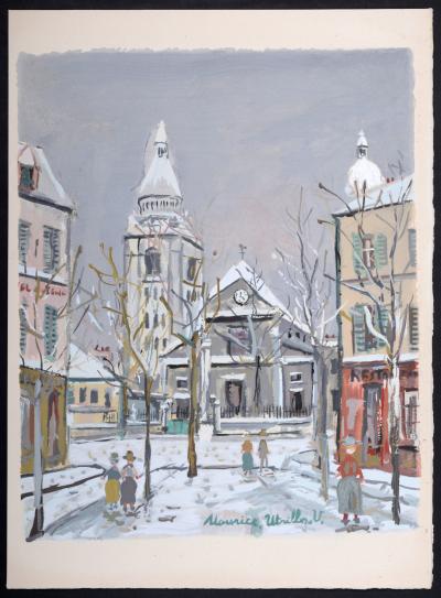 Maurice UTRILLO - L’Eglise Saint Pierre, Montmartre, 1950 - Pochoir ("procédé Jacomet") en couleurs sur papier Arches. 2