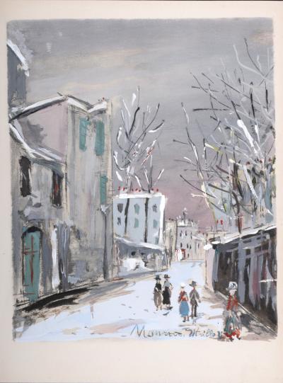 Maurice UTRILLO - La vieille Rue Saint-Vincent, Montmartre, 1950 - Pochoir ("procédé Jacomet") en couleurs sur papier Arches. 2