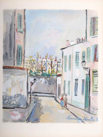 Épreuve En Couleur Signée De Maurice Utrillo - Œuvre Originale Sur Papier, Période XIXe, Thème Paysage