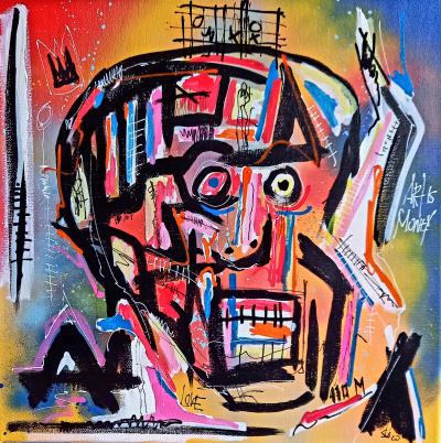 SPACO - Skull 110M basquiat , 2022 - Technique mixte sur toile 2