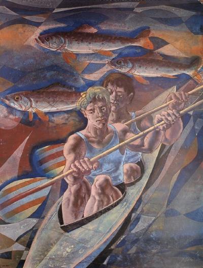 Hans Erni - Canoë / Canoeing - Impression signée 2