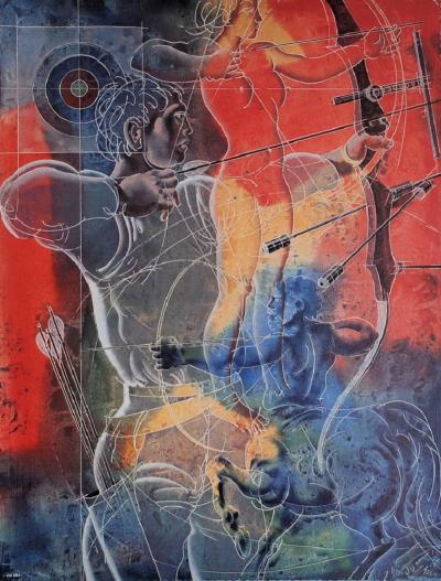 Hans Erni - Tir à l’arc / Archery - Impression signée 2