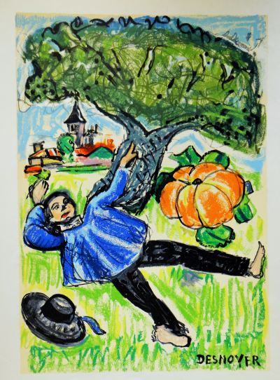 François Desnoyer - Le gland et la citrouille, 1961 - Gravure sur bois 2