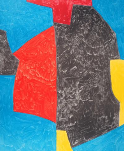 Serge Poliakoff (d’après) - Composition rouge, bleu et noir - Lithographie signée 2
