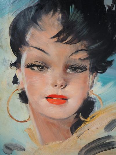 Jean-Gabriel DOMERGUE - Jeune femme aux grand yeux - Huile sur panneau signée 2