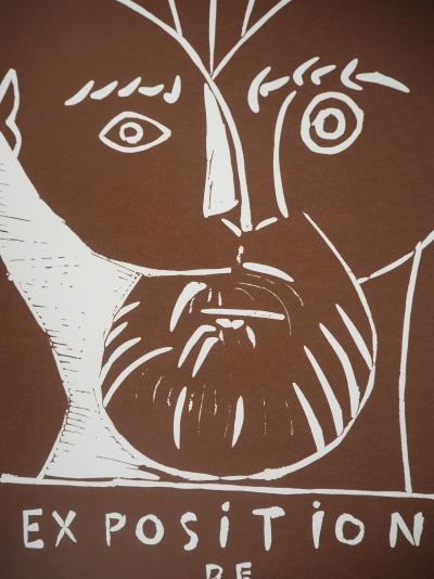 Pablo PICASSO - Tête de Faune, Vallauris 1955 - Linogravure originale, signée 2