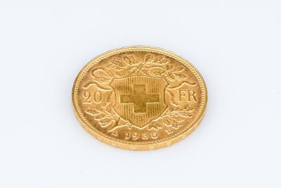 Pièce 20 Francs Suisses en or jaune 900/1000 de 1935. 2