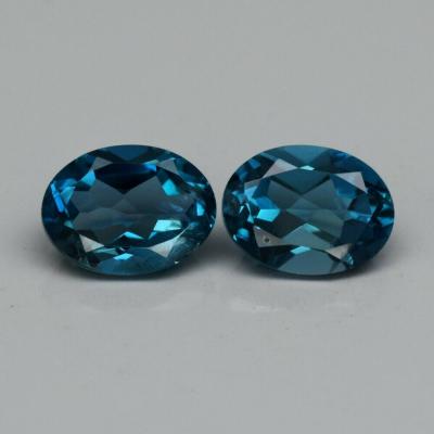 Paire de Topazes bleues de Londres naturelle, 3,40 cts 2