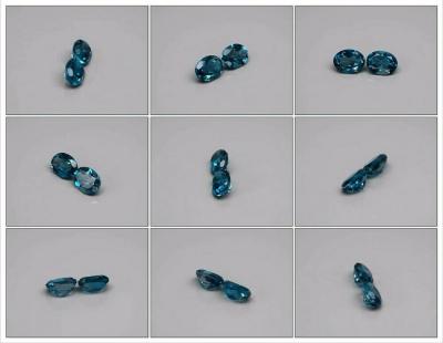 Paire de Topazes bleues de Londres naturelle, 3,40 cts 2