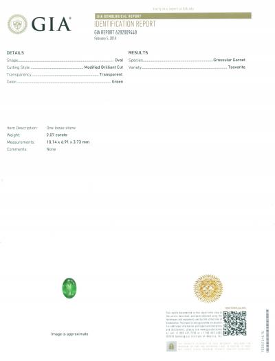 2,07 carats. Tsavorite (Grossularite - Grenat) 2