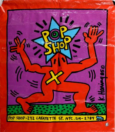 Keith HARING - Pop shop Bag, 1986 - Sérigraphie sur sac plastique - Très collectionnable ! 2
