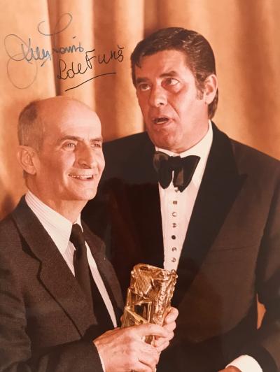 Gérard FOUQUET - Jerry Lewis et Louis de Funès - Photographie couleur d’époque & autographe original des artistes. 2
