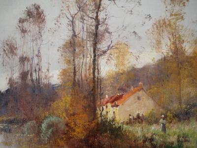 Eugène GALIEN-LALOUE - Vieille ferme près de la rivière - Huile sur toile, Signée 2