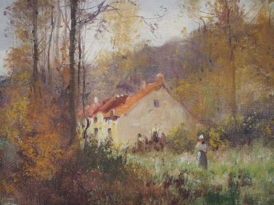 Eugène GALIEN-LALOUE - Vieille ferme près de la rivière - Huile sur toile, Signée 2