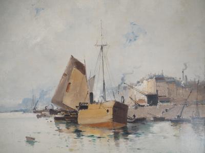 Eugène GALIEN-LALOUE - Bateaux sortant du port - Huile sur toile, Signée 2
