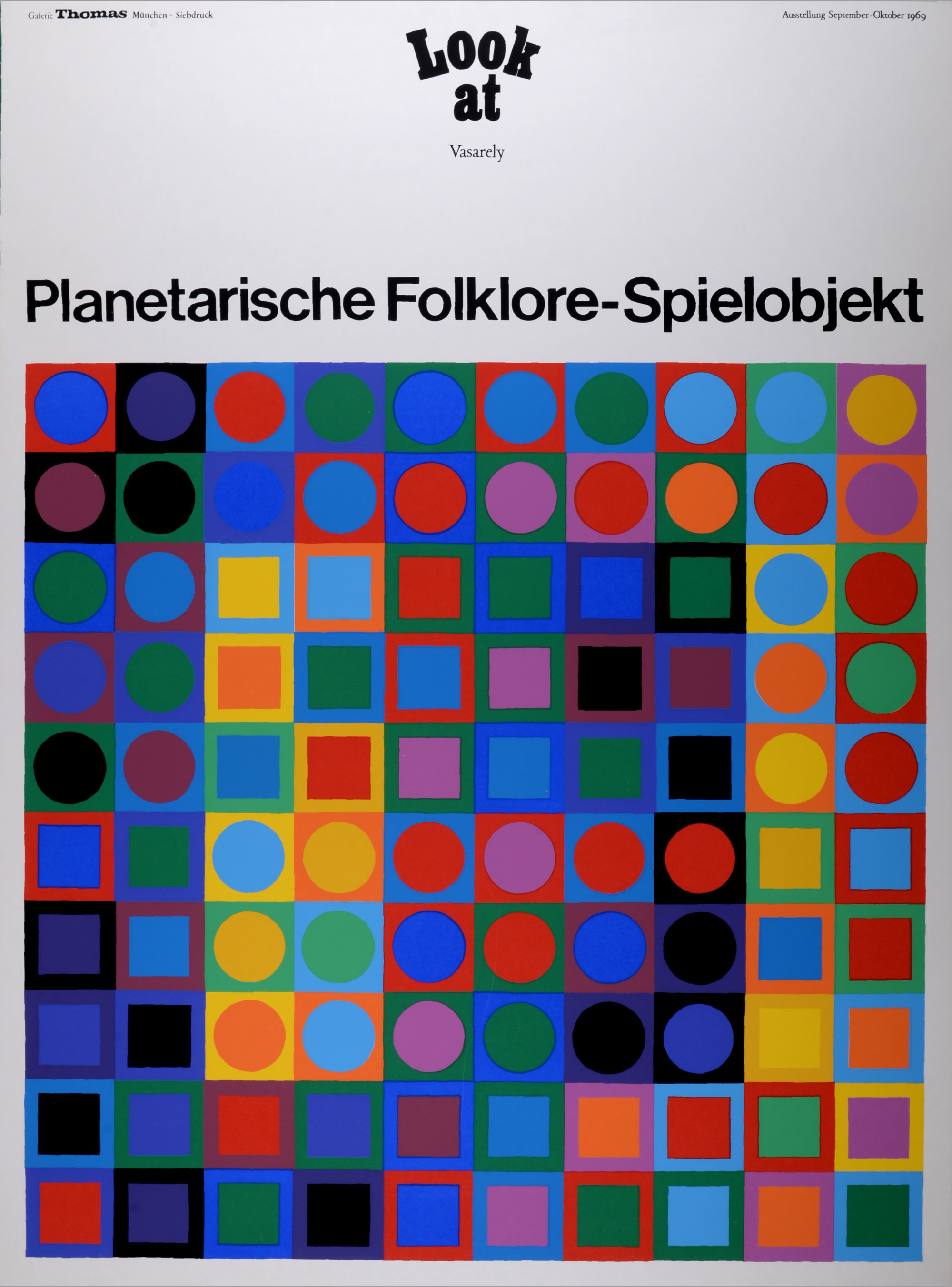 Lydighed Lavet en kontrakt lærred Victor VASARELY (After) - Planetarische Folklore-Spielobjekt, 1969 - Large  silkscreen exhibition poster - Post War & Modern Art - Plazzart