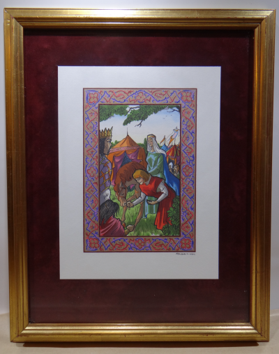 ANSALDI - Moyen âge, 1973 - Pochoir aquarellé 2