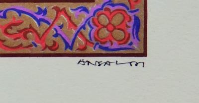 ANSALDI - Moyen âge, 1973 - Pochoir aquarellé 2