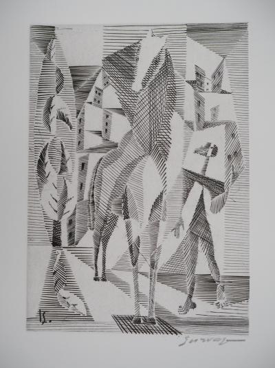Léopold SURVAGE - Cavalier cubiste - Gravure originale, Signée 2