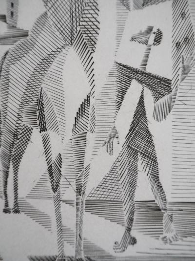 Léopold SURVAGE - Cavalier cubiste - Gravure originale, Signée 2
