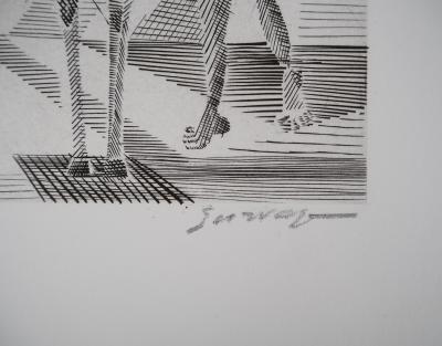 Léopold SURVAGE - Cavalier cubiste - Gravure originale, Signée 2