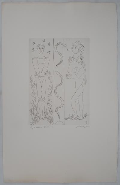 Léopold SURVAGE - Jardin d’Eden : Adam et Eve - Gravure originale, Signée 2
