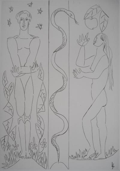 Léopold SURVAGE - Jardin d’Eden : Adam et Eve - Gravure originale, Signée 2