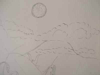 Léopold SURVAGE - Femme fleur et l’île au volcan, 1941 - Dessin original, Signé 2
