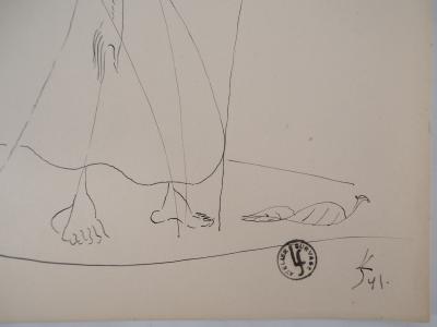 Léopold SURVAGE - Femme fleur et l’île au volcan, 1941 - Dessin original, Signé 2
