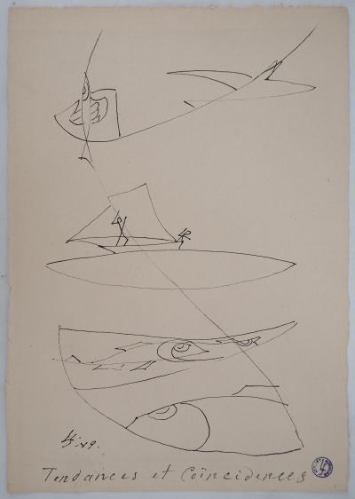 Léopold SURVAGE - La pêche à la ligne - Dessin original, Signé 2