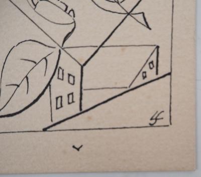 Léopold SURVAGE - L’oiseau et la feuille dans la ville - Dessin original, Signé 2