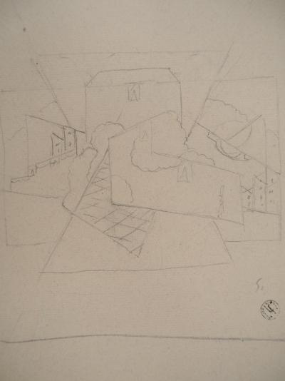 Léopold SURVAGE - Perspective de ville - Dessin original, Signé 2