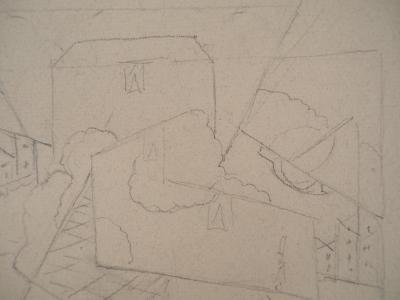 Léopold SURVAGE - Perspective de ville - Dessin original, Signé 2
