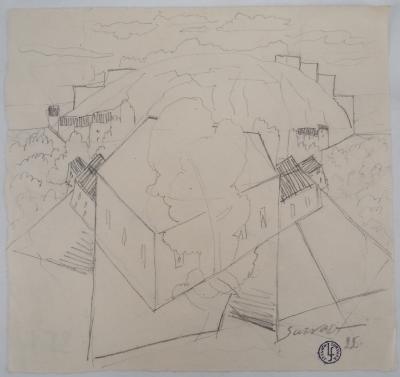 Léopold SURVAGE - Architecture surréaliste, 1922 - Dessin original, Signé 2