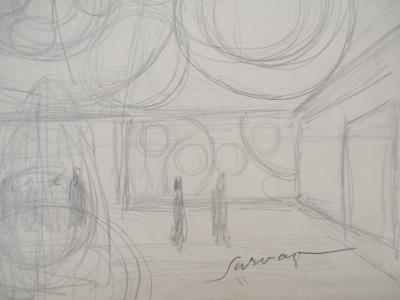 Léopold SURVAGE - A l’entrée du palace - Dessin original, Signé 2