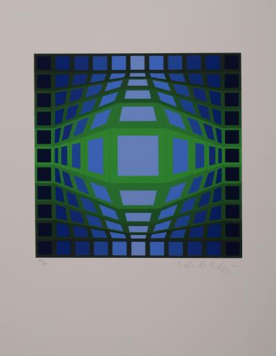 Victor VASARELY - Gyemant, 1973 - Original serigraph in colors on light cardboard 2