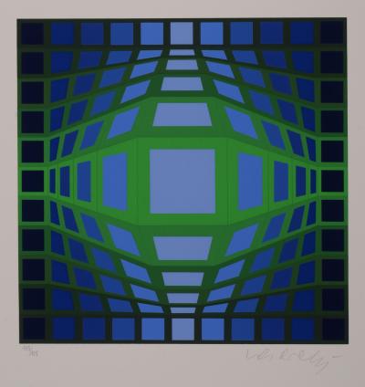 Victor VASARELY - Gyemant, 1973 - Original serigraph in colors on light cardboard 2