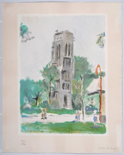 Maurice UTRILLO - Paris Capitale : La Tour St Jacques, 1955 - Lithographie en couleurs sur papier Pur Fil 2