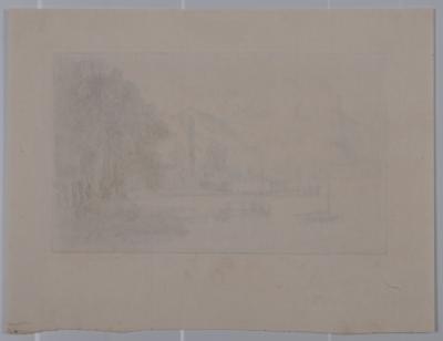 Louis GODEFROY - Vue de Duingt, 1918 - Gravure originale signée 2